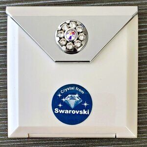 Swarovski Compact Mirror  White  2.5" x 2.5"   By Brandon Femme Co